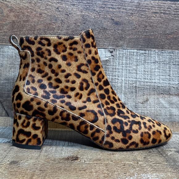 NEW Jack Rogers Berkley Booties Leopard Calf Hair Ankle Boots Size 7 - Picture 5 of 11